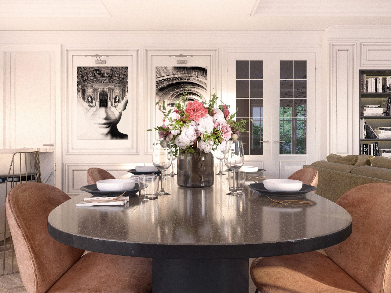 Computer-generated dining room
